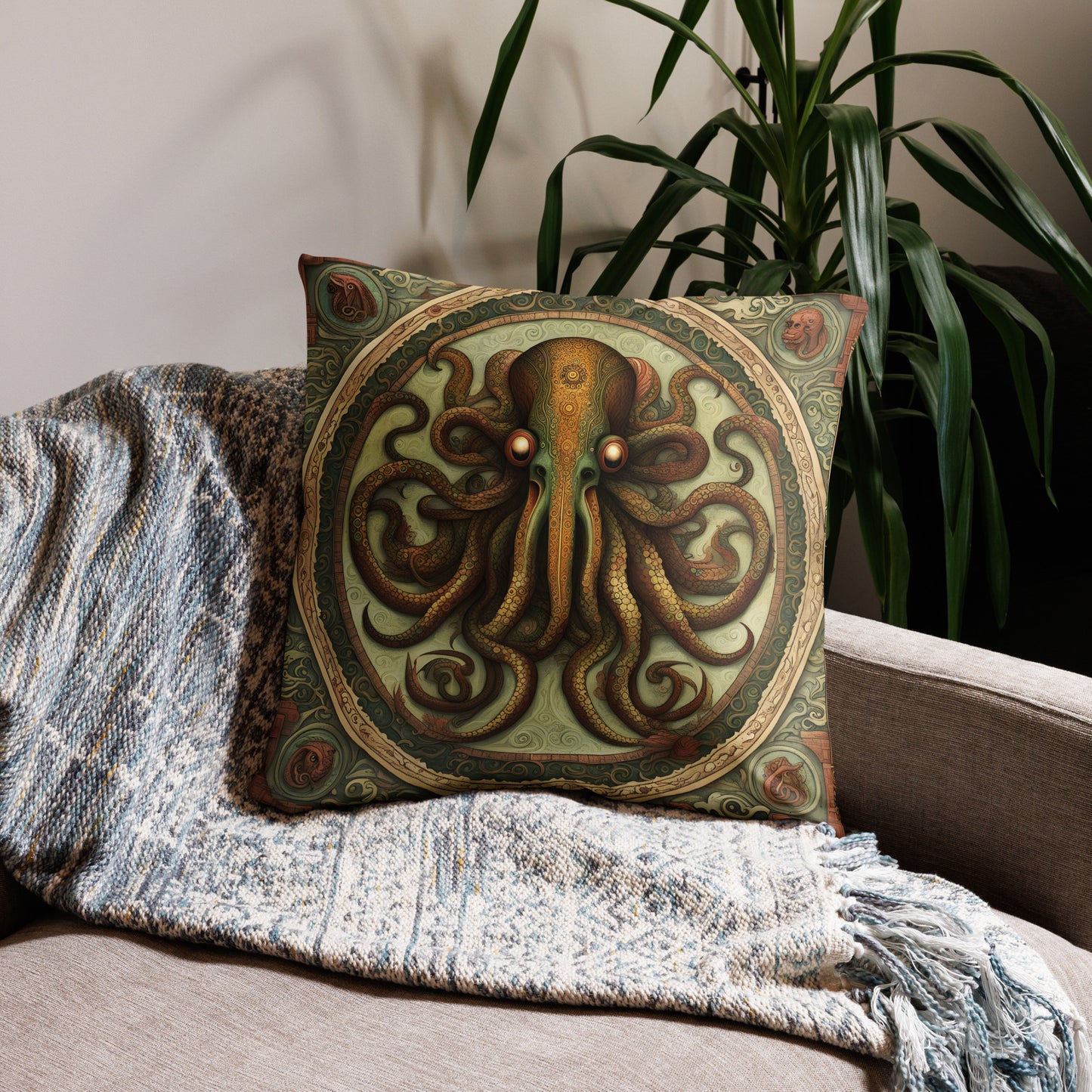 Cthulhu Mesoamerican Codex Pillow Case