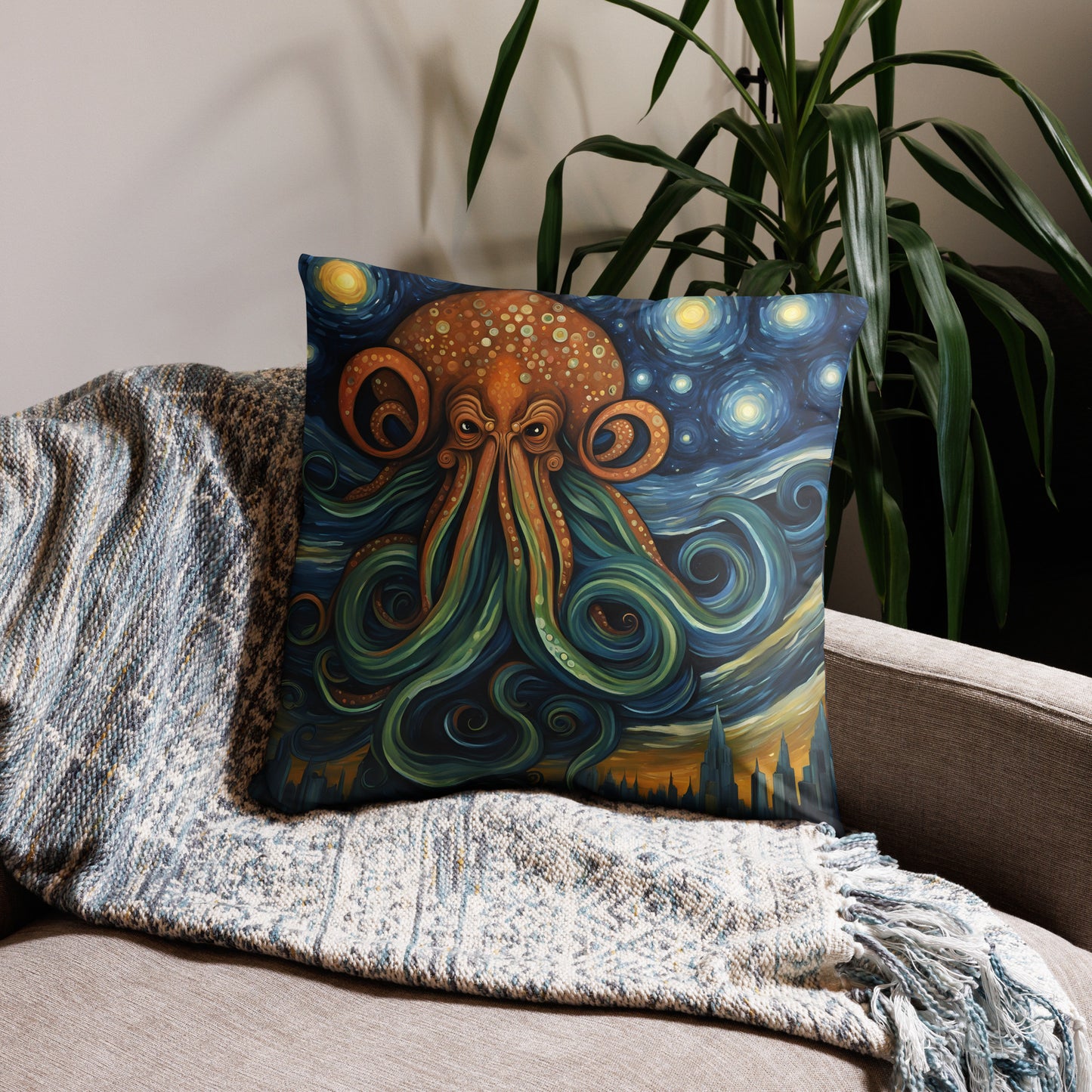 Funda de almohada postimpresionismo de Cthulhu