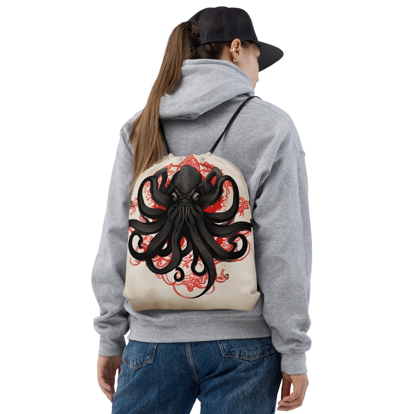 Sac à cordon Peinture à l'encre asiatique Cthulhu