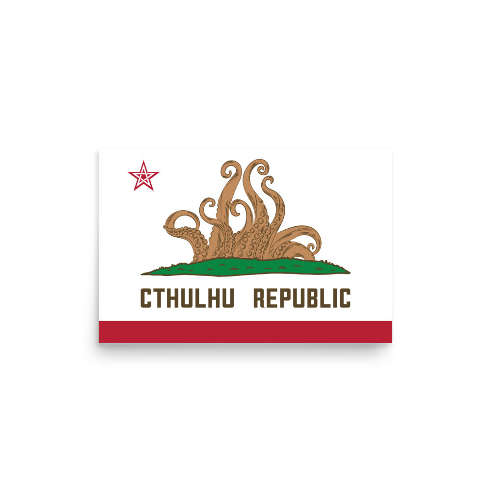 République de Cthulhu Drapeau de Californie Lovecraft Poster