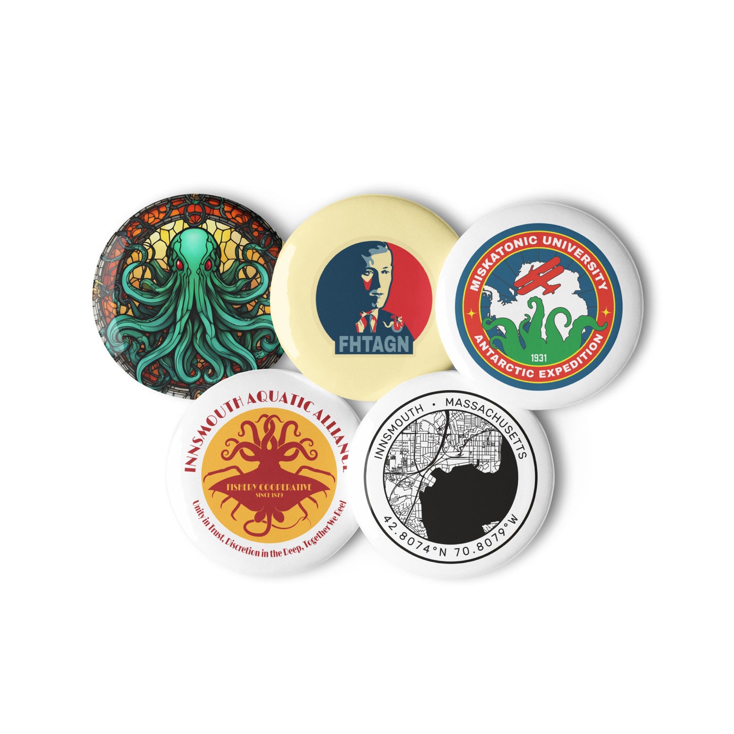 Lovecraft Innsmouth Cthulhu Set of pin buttons