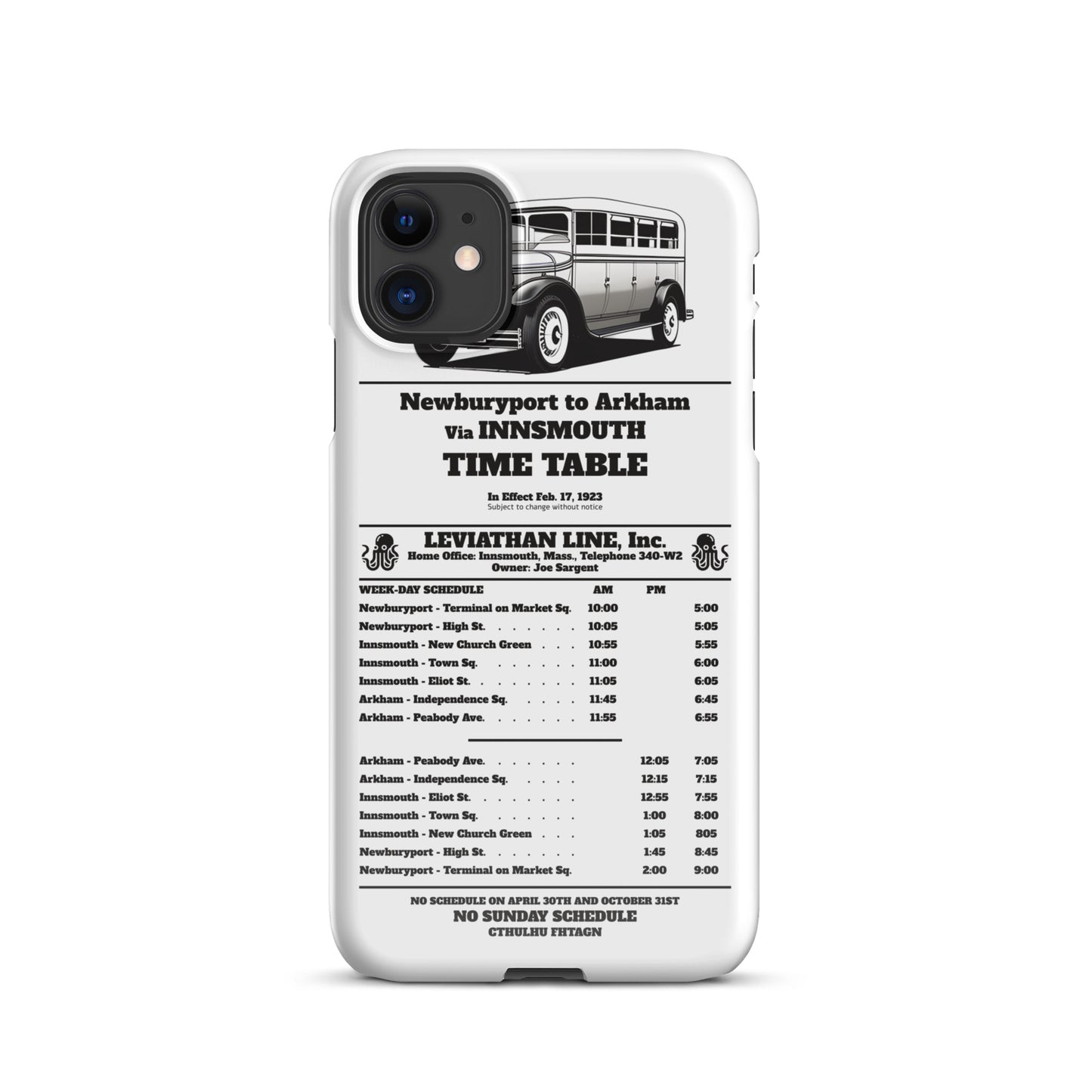 Horario de autobuses de Innsmouth Joe Sargent Funda Snap para iPhone®