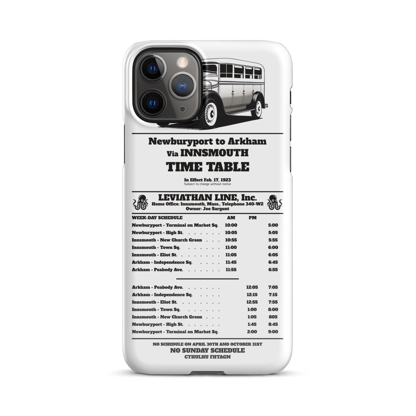 Horario de autobuses de Innsmouth Joe Sargent Funda Snap para iPhone®