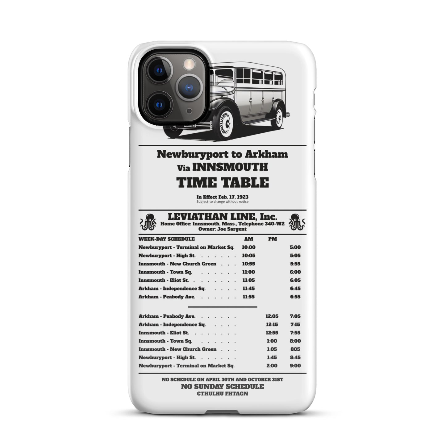 Horario de autobuses de Innsmouth Joe Sargent Funda Snap para iPhone®