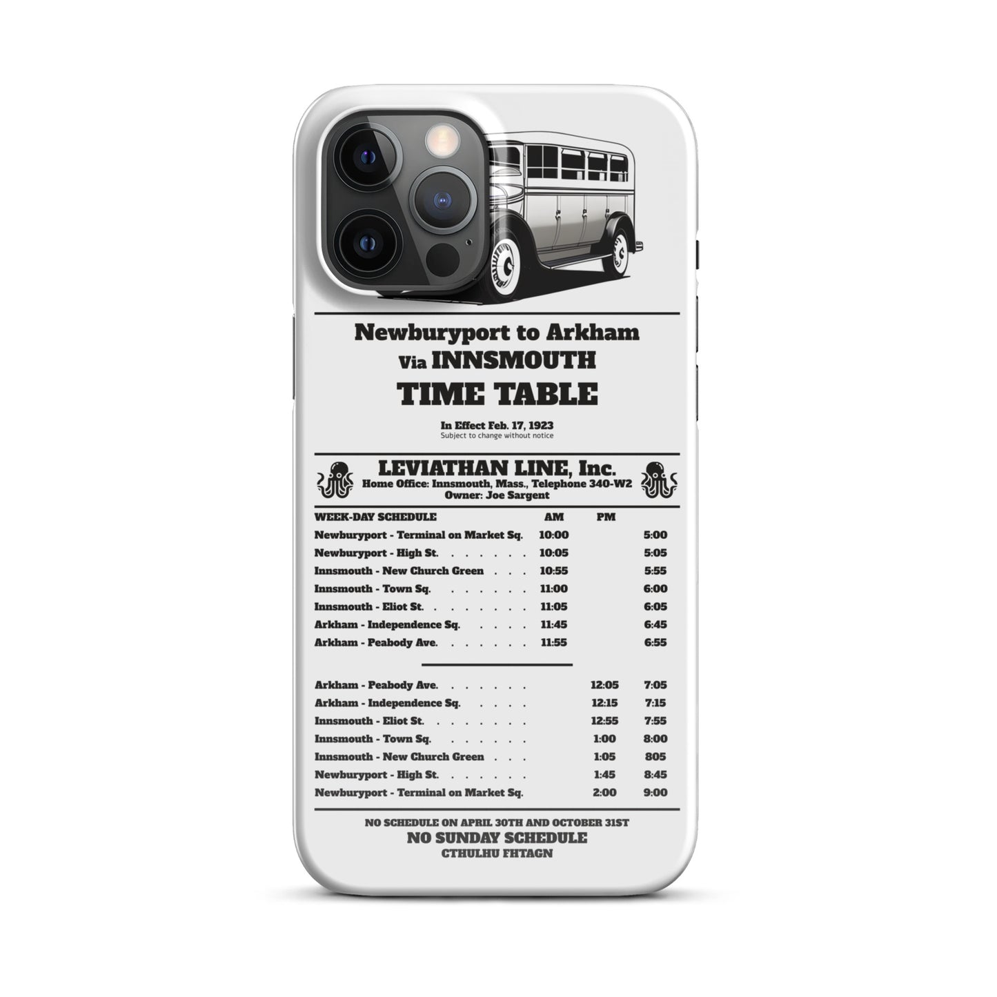 Horario de autobuses de Innsmouth Joe Sargent Funda Snap para iPhone®