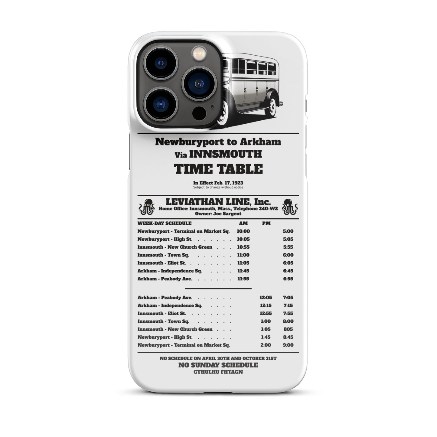 Horario de autobuses de Innsmouth Joe Sargent Funda Snap para iPhone®