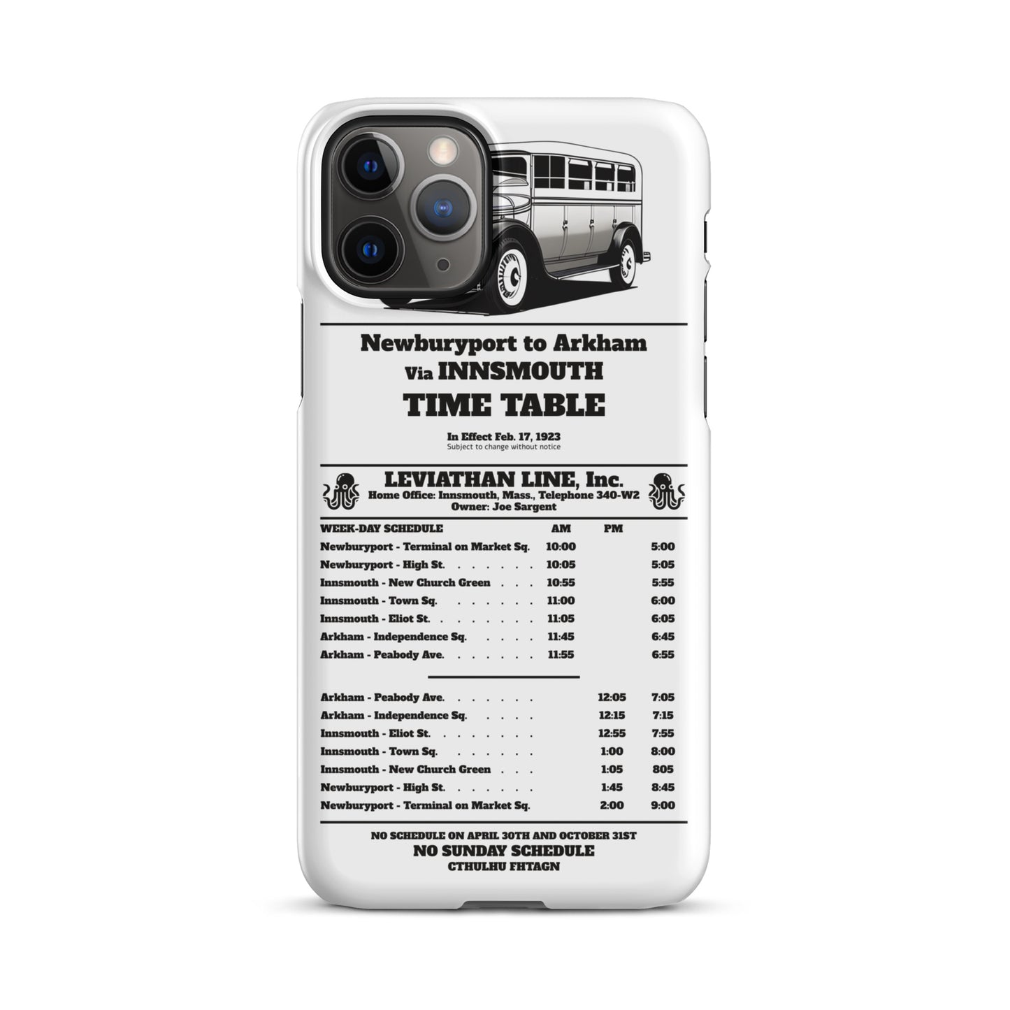 Horario de autobuses de Innsmouth Joe Sargent Funda Snap para iPhone®