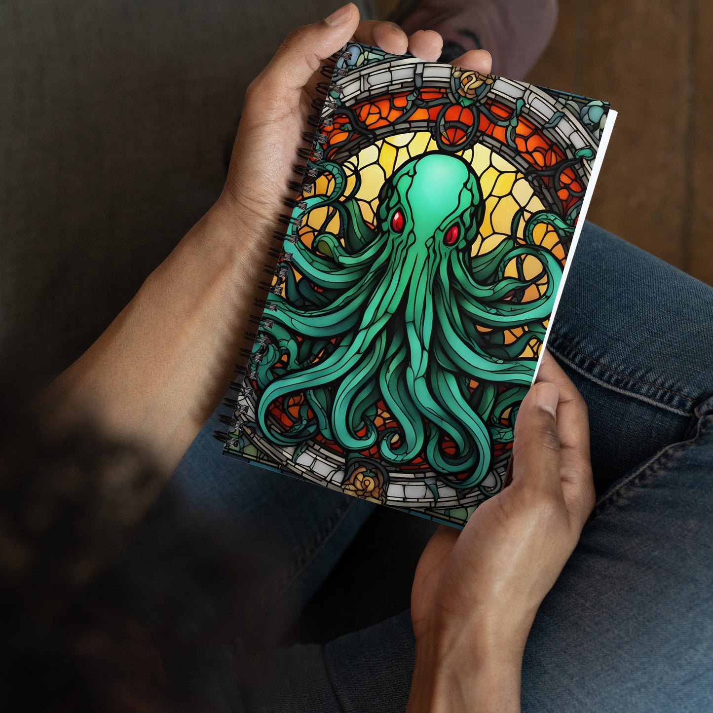 Cthulhu Stained Glass Spiral notebook