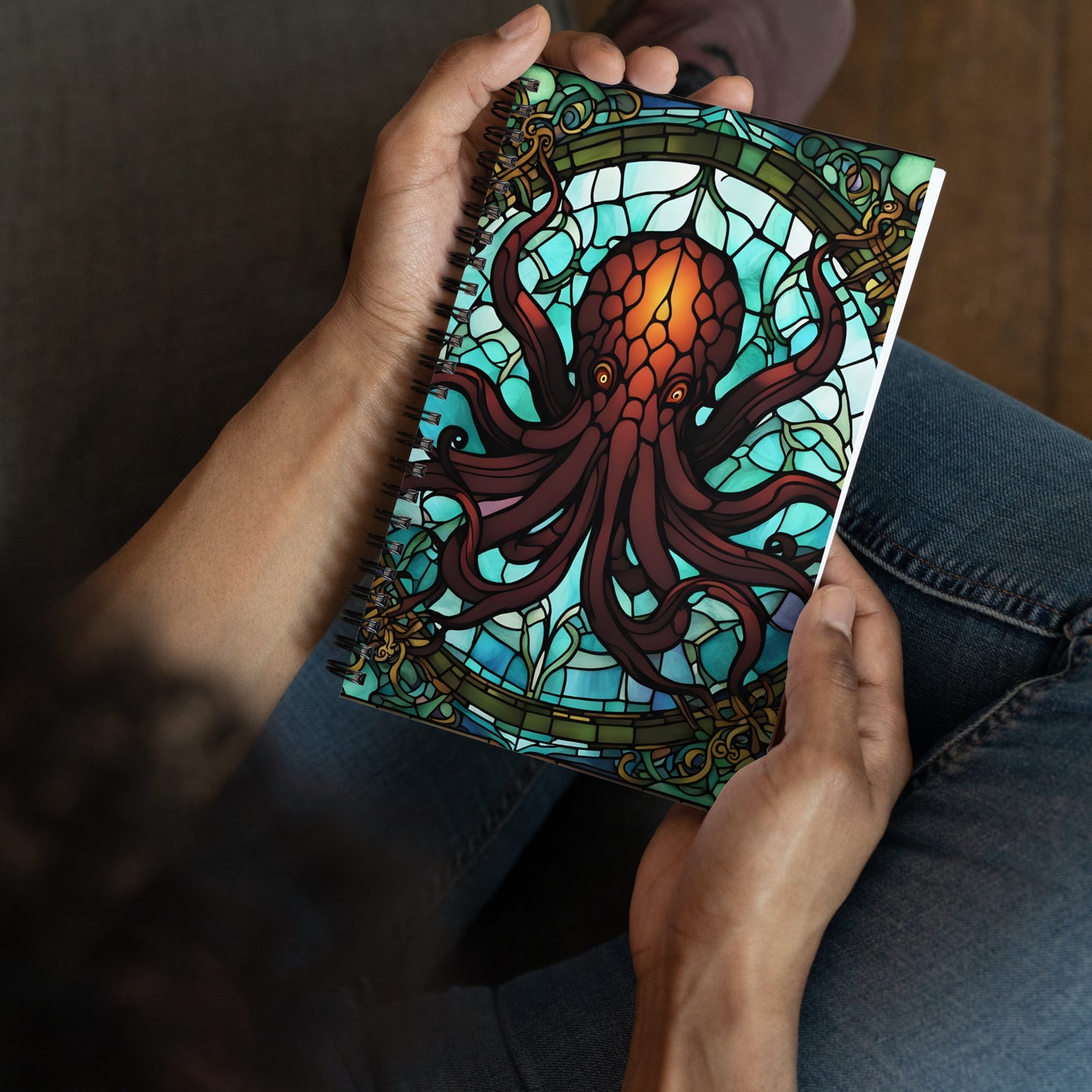 Cthulhu Stained Glass Spiral notebook