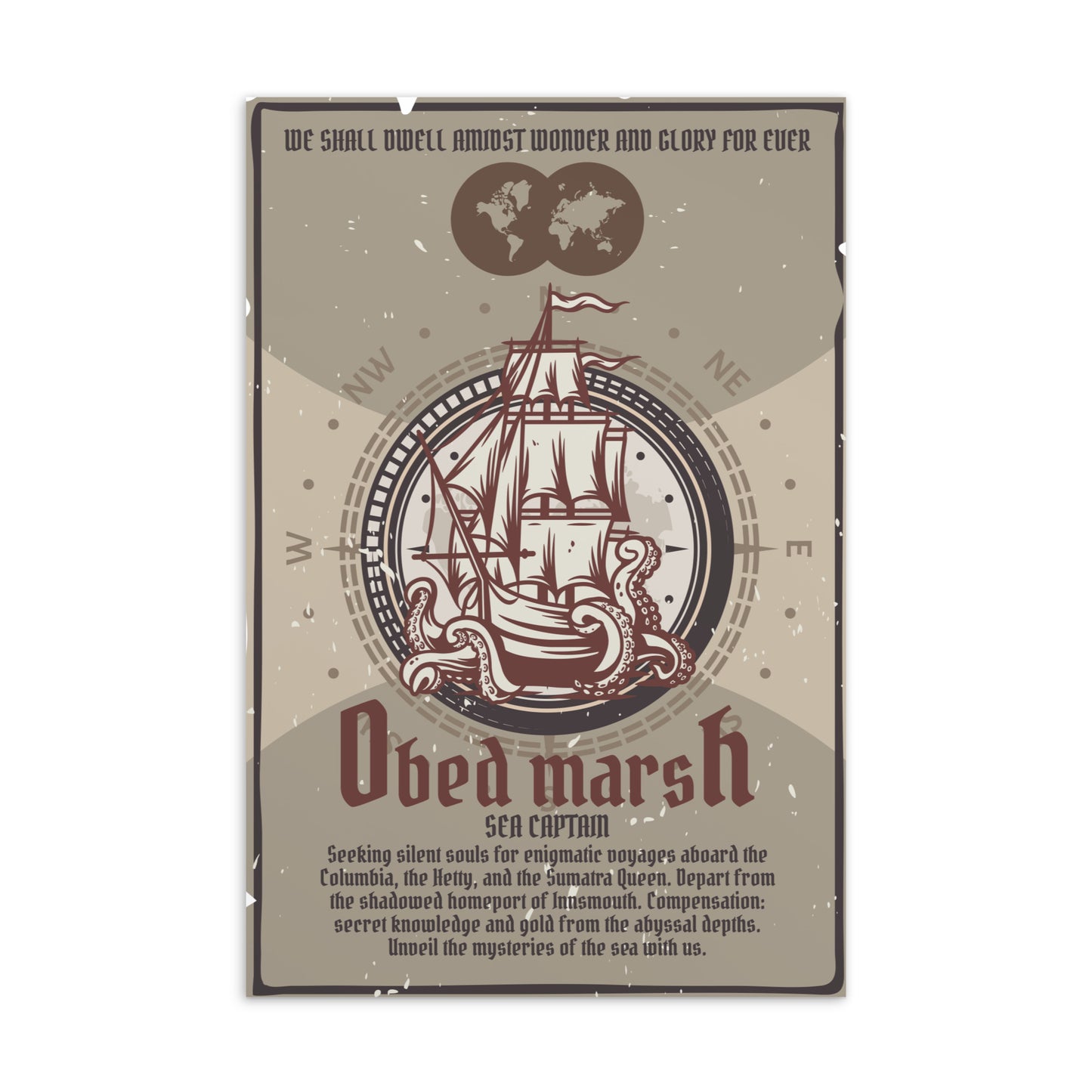 Obed Marsh Sea Captain Innsmouth Carte postale standard