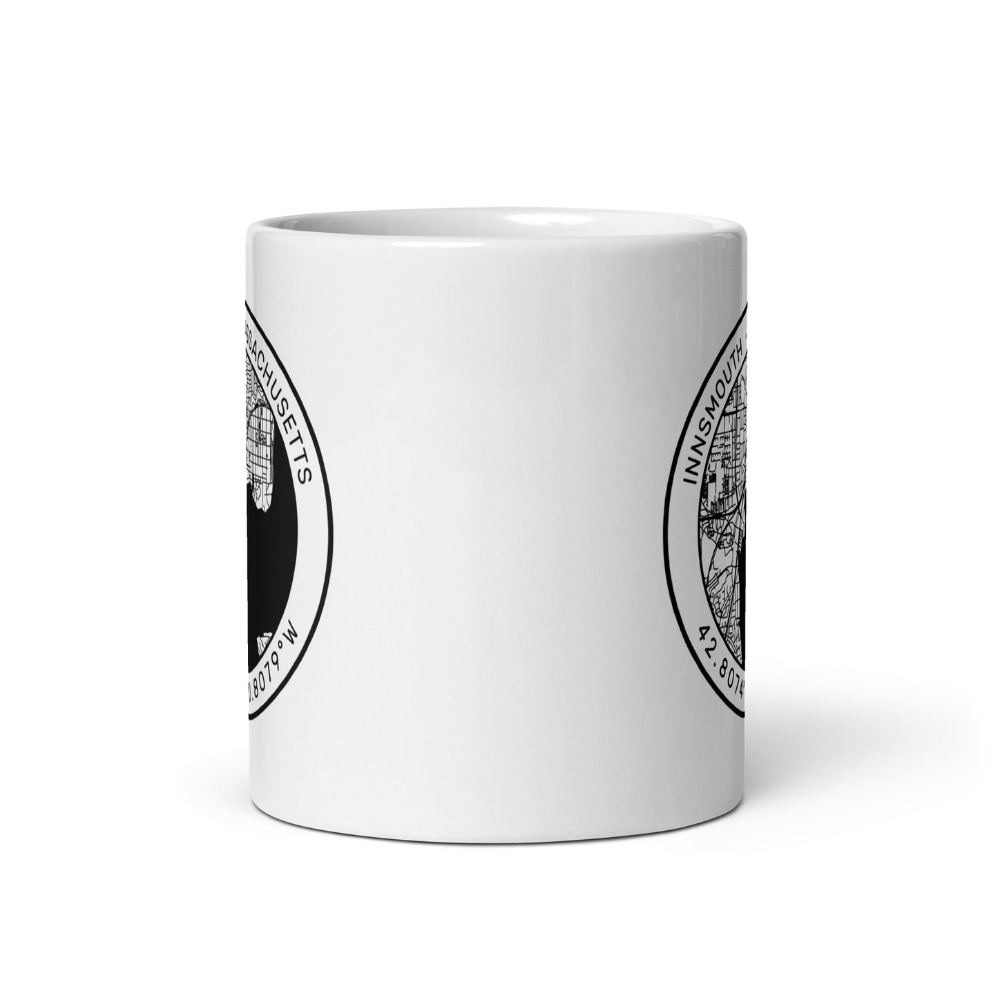 Innsmouth City Map Lovecraft White glossy mug