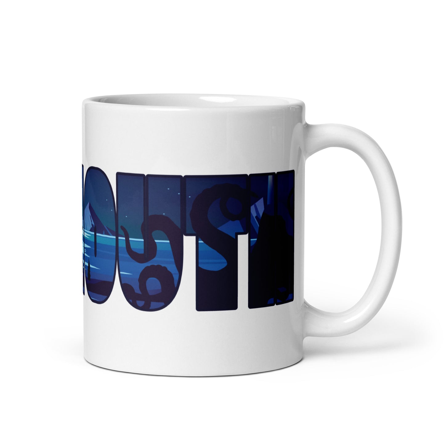 Innsmouth Devil Reef Deep Ones Lovecraft White glossy mug